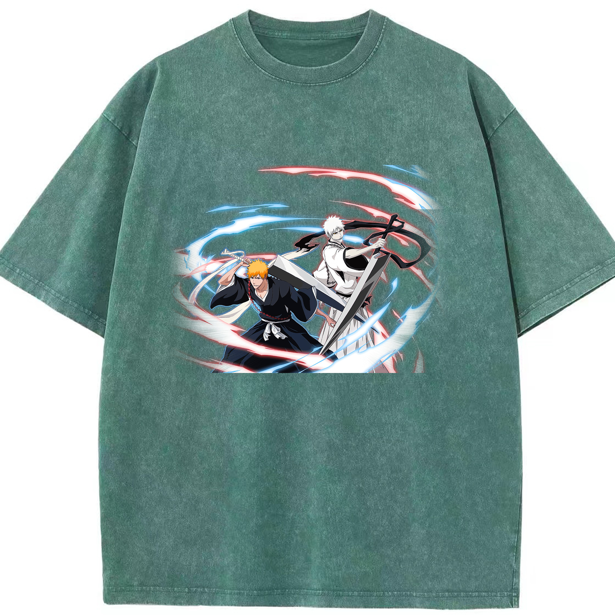 （画像用） ブリーチ 黒崎一護（くろさき いちご）BLEACH Kurosaki Ichigo 綿100% ヴィンテージ風 半袖Tシャツ（フロントプリント）